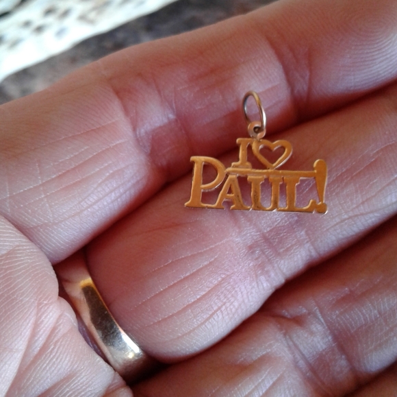 14K Solid Yellow Gold " I ❤ Paul " pendant - Picture 8 of 11